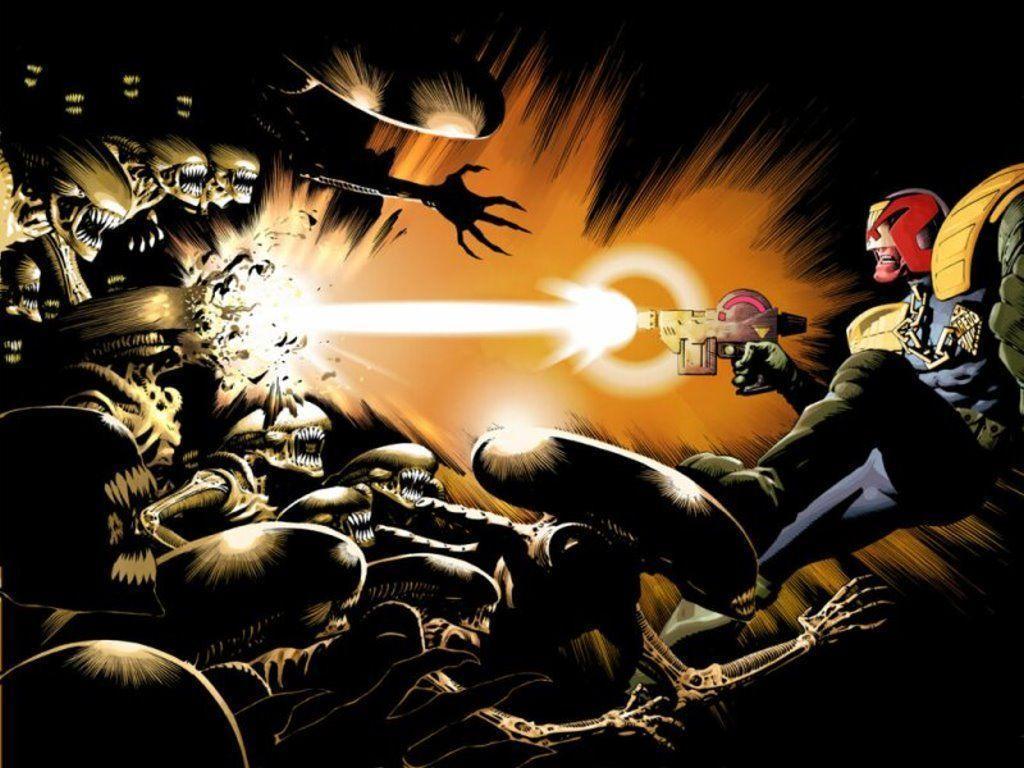My Free Wallpaper Wallpaper, Judge Dredd vs Aliens