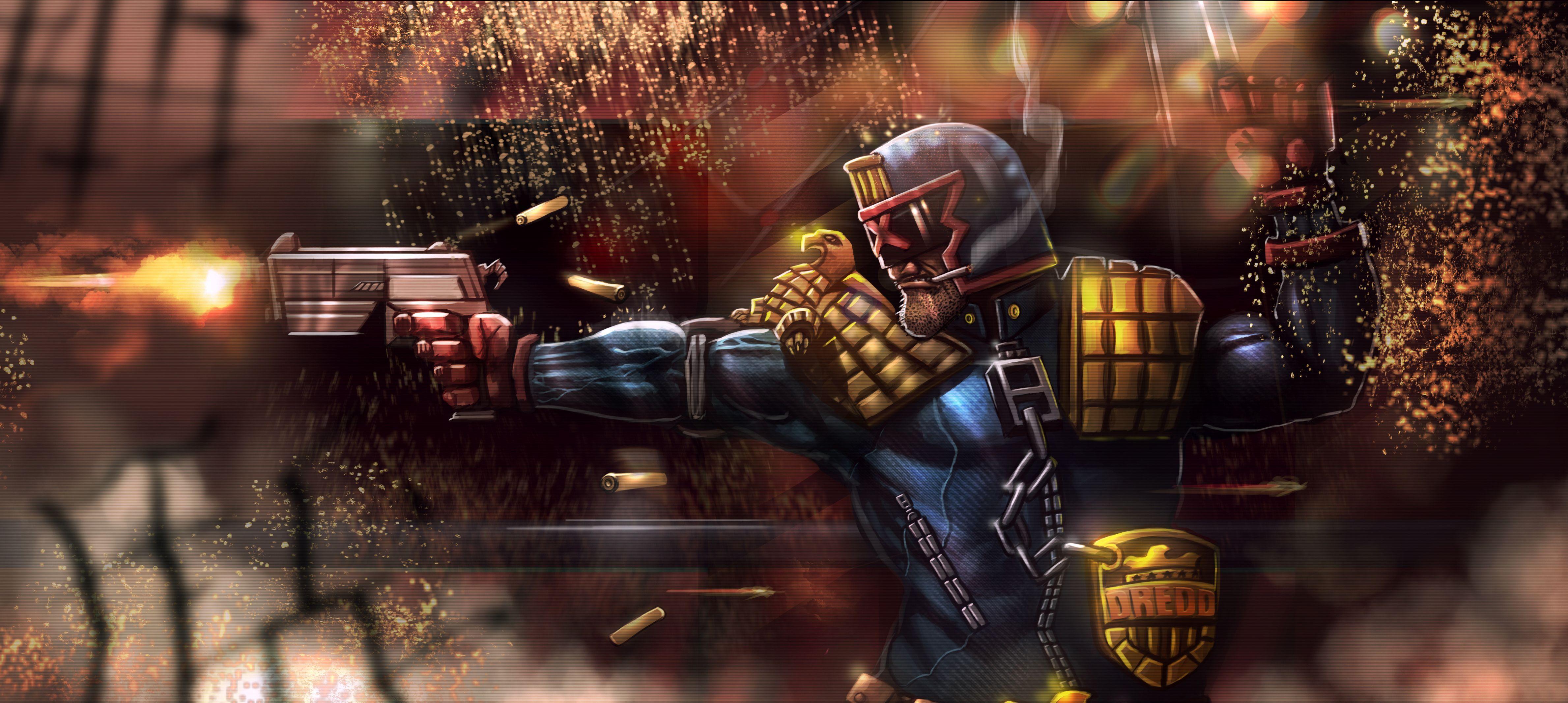 Wallpaper Pistols Judge Dredd Helmet Firing Dredd Fantasy Image