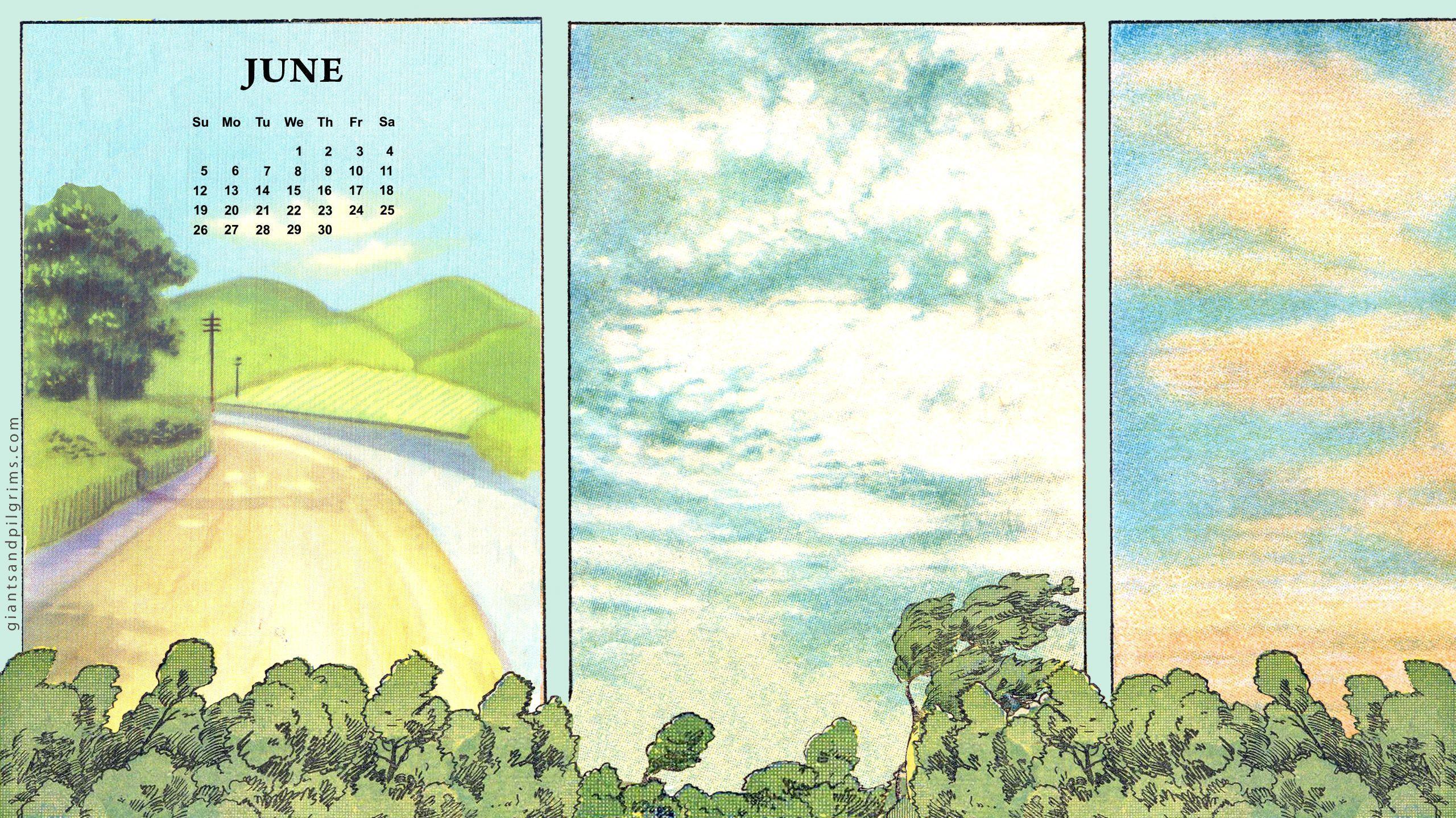 Giants & Pilgrims. June Free Calendar Desktop and iPhone Wallpaper