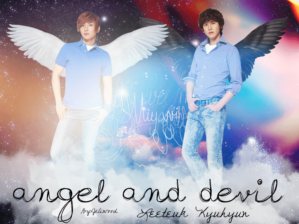 Mofeta_Machine: Angel and Devil (Leeteuk and Kyuhyun) Wallpaper XD!!!!