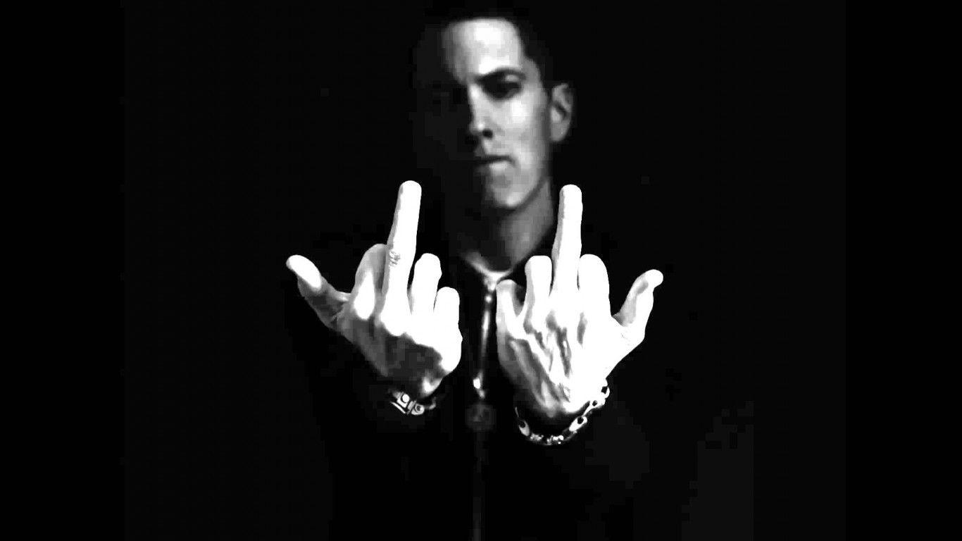 Eminem Middle Finger with Name • Rap Wallpaper