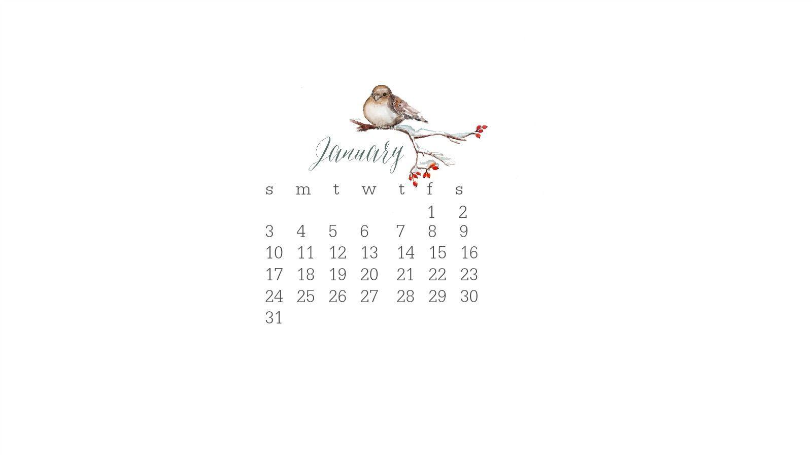 January 2016 Watercolor Desktop Calendar