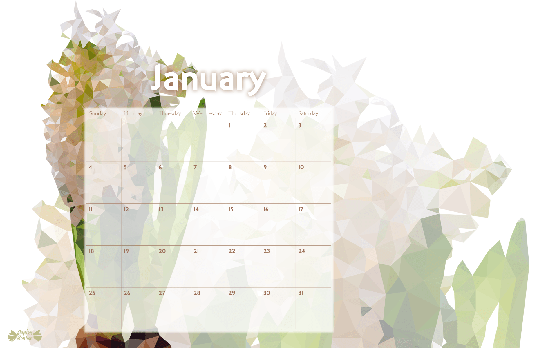 Printable Calendar January 2015 Desktop wallpaper