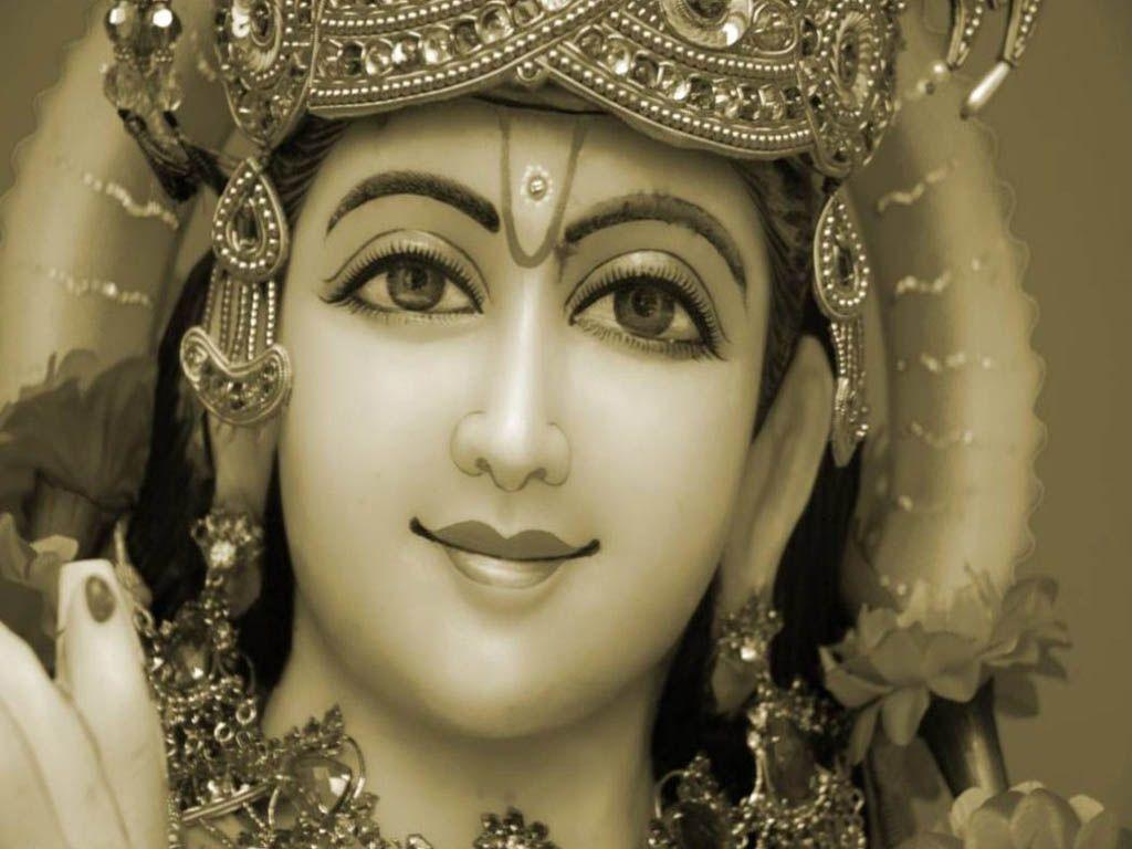 Lord Krishna Close Up Black and White Wallpaper Download. God