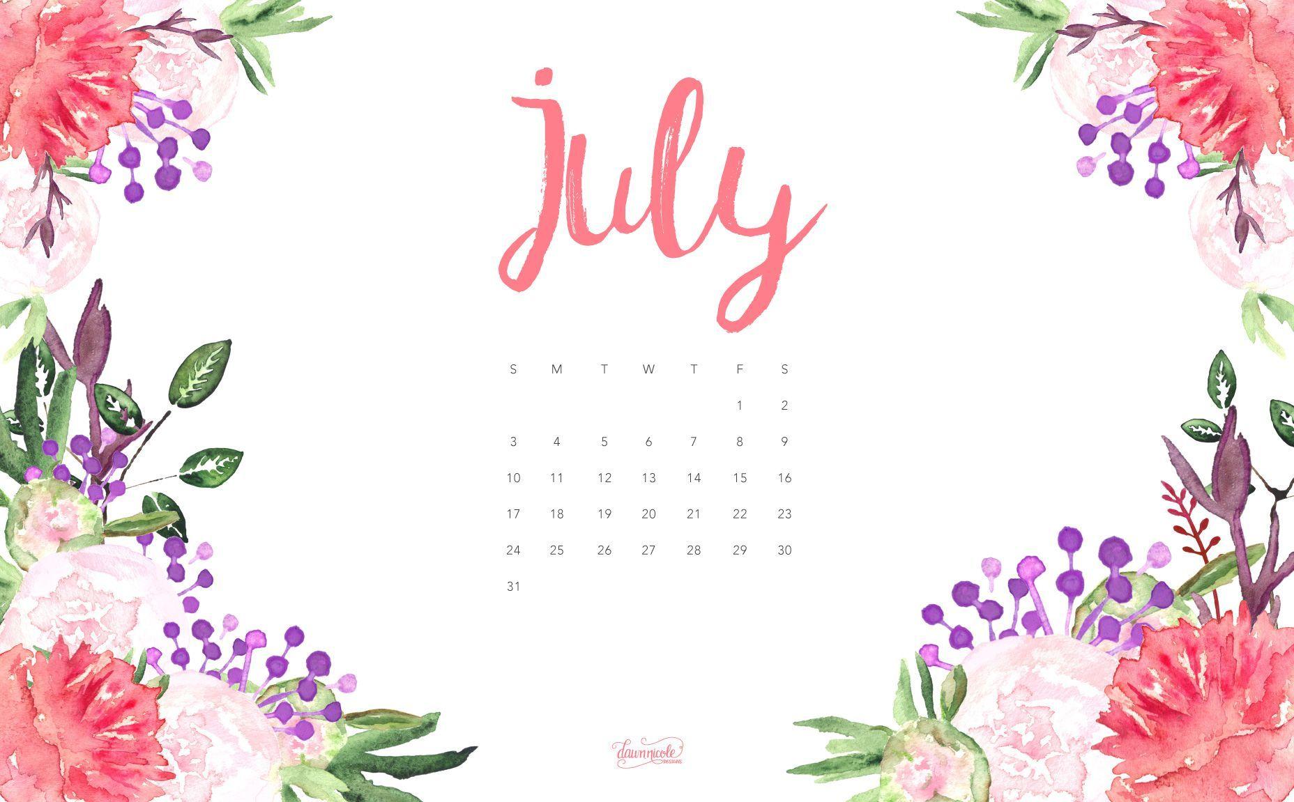 July 2016 Calendar + Tech Pretties. Dawn Nicole Designs™