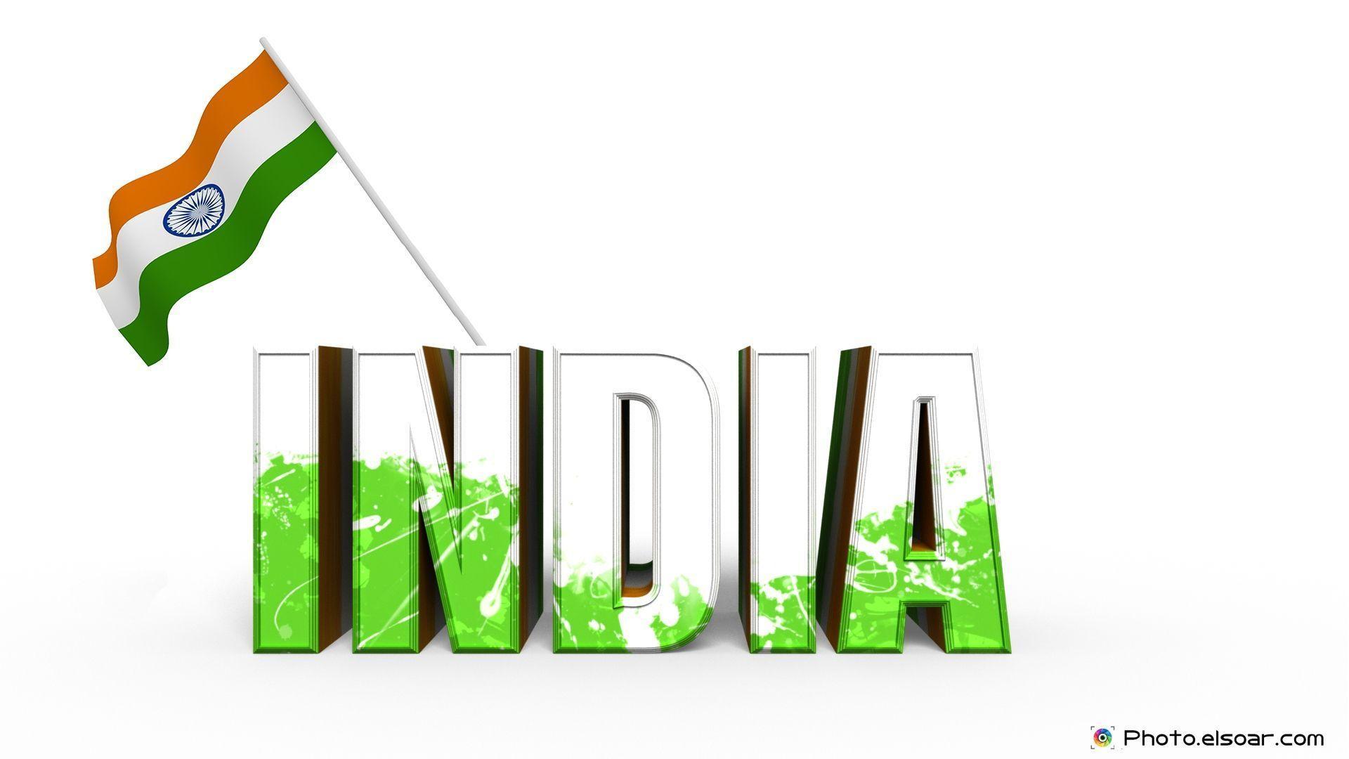 India 3D Text With The Stylish Indian Flag Wallpaper • Elsoar