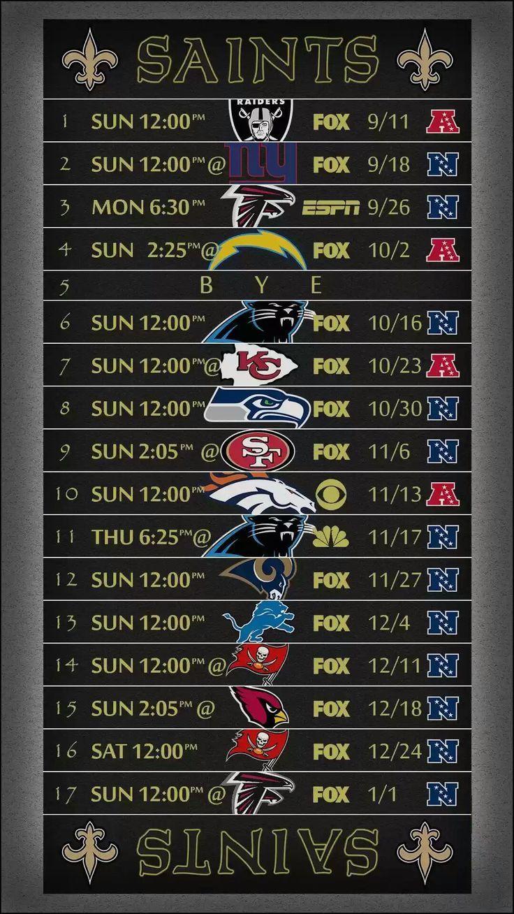 no saints 2017 schedule