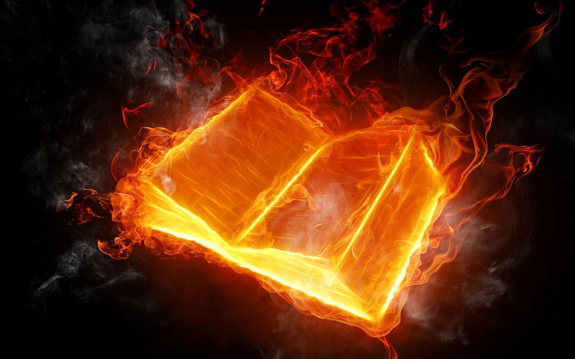 Book in flames. Widescreen and Full HD Wallpaper