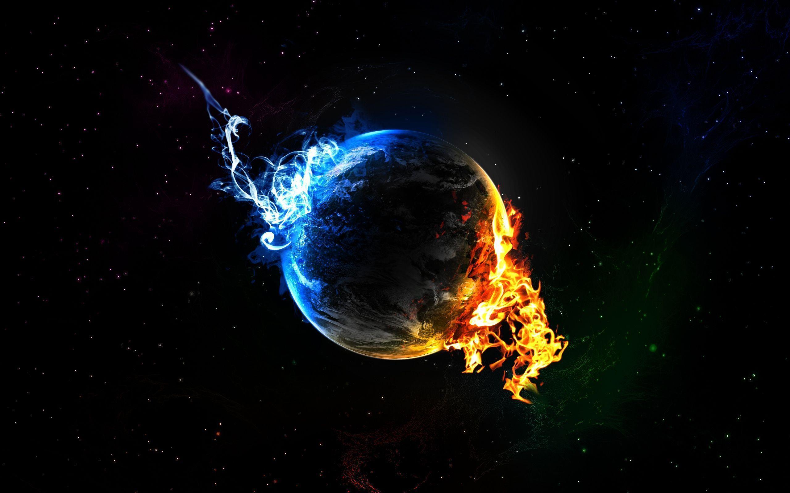 Planet, In, Flames, Background For Smart Phones, Widescreen