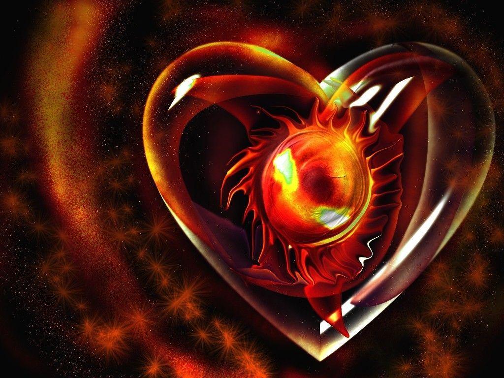 3D Burning Heart Flames Wallpaper Wallpaper. Cool