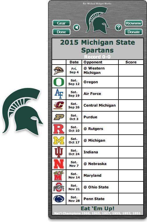 Free 2015 Michigan State Spartans Football Schedule Widget