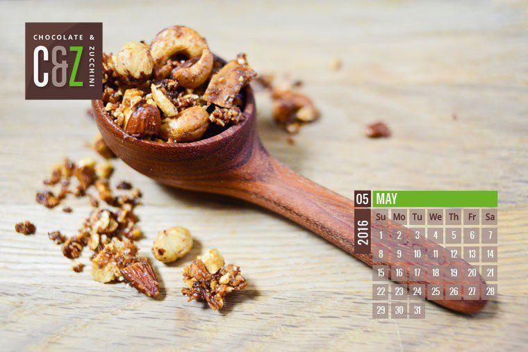 May 2016 Desktop Calendar. Chocolate & Zucchini