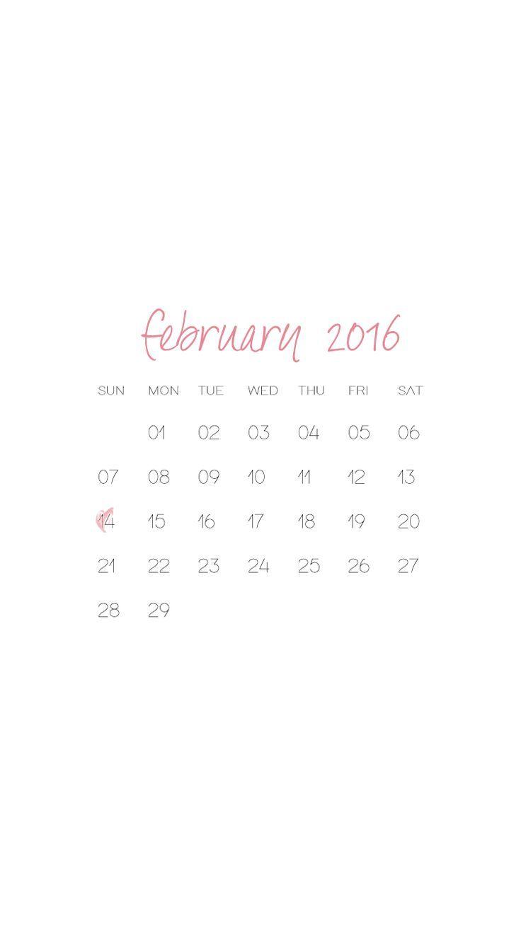 February 2016 Calendar iPhone Lock Screen Wallpaper. gold foil