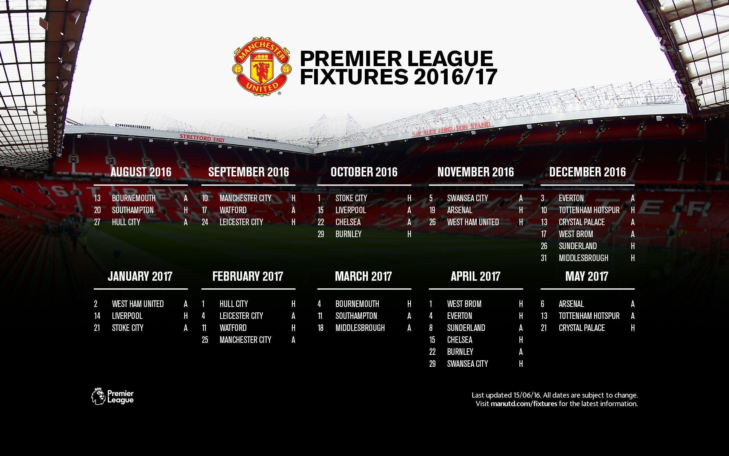 Fixtures 2016 17 Manchester United Website