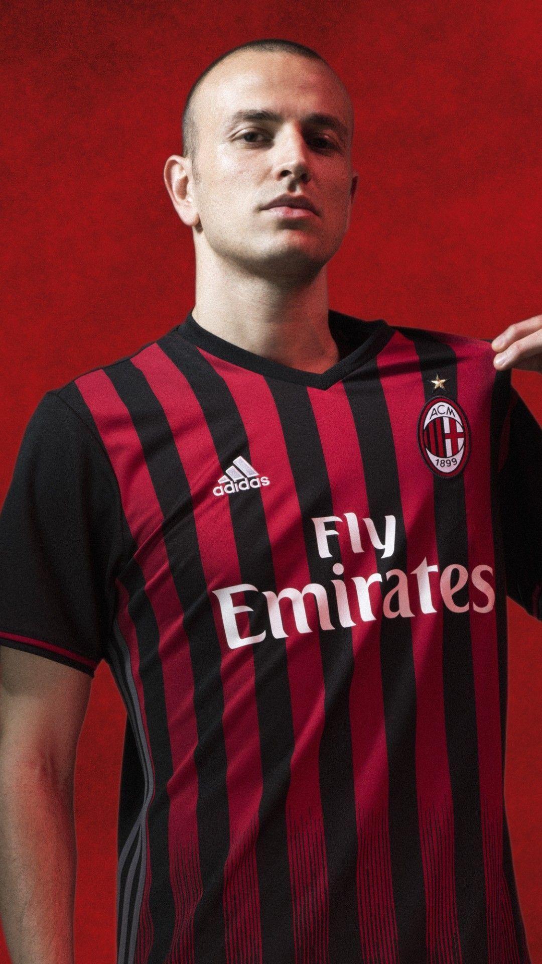 Luca Antonelli A.C. Milan 2016 2017 Adidas Home Jersey Wallpaper