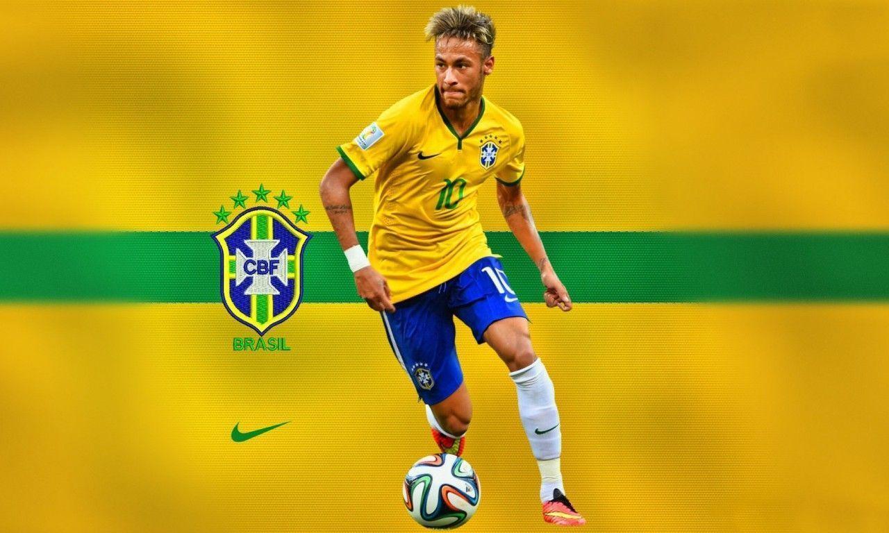 HD Background Neymar Jr Brazil Flag Football Yellow Jersey