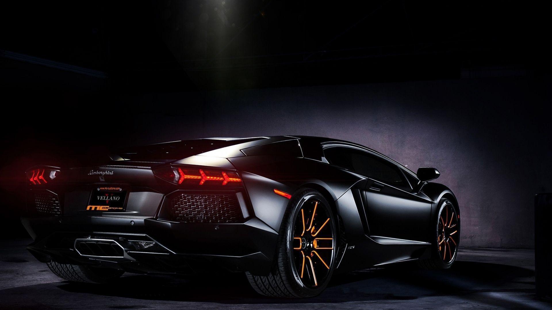 Lamborghini Aventador Black Rear View 1920x1080