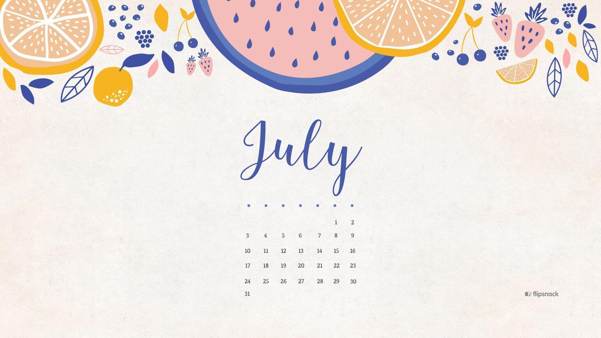 July 2016 free calendar wallpaper