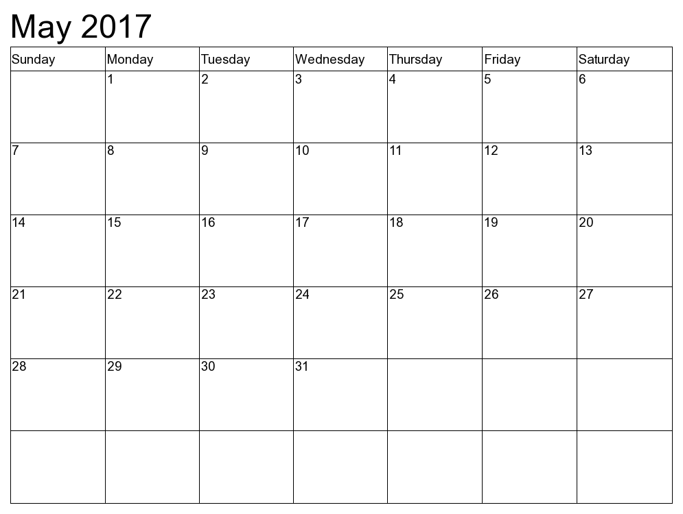 Monthly Calendar June 2017. Best Online Calendar Maker