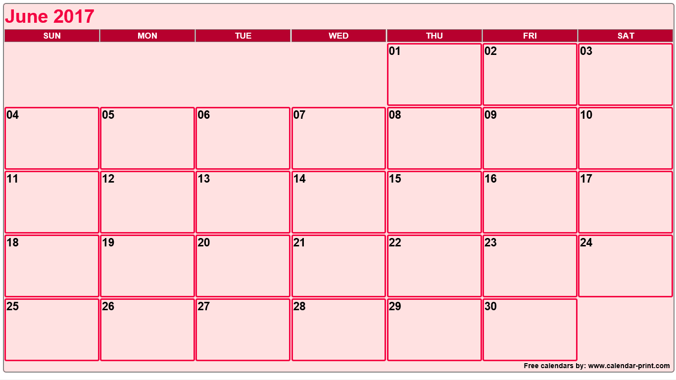 June 2017 Calendar