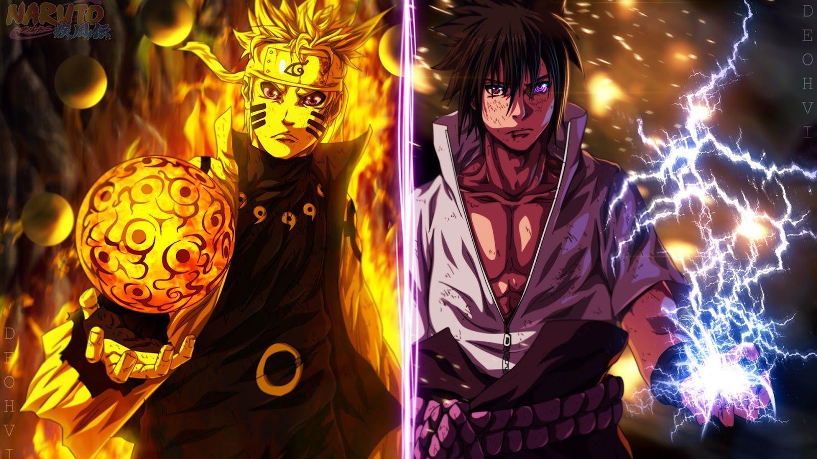 Naruto and Sasuke Sage of Six Paths Wallpaper Desktop HD