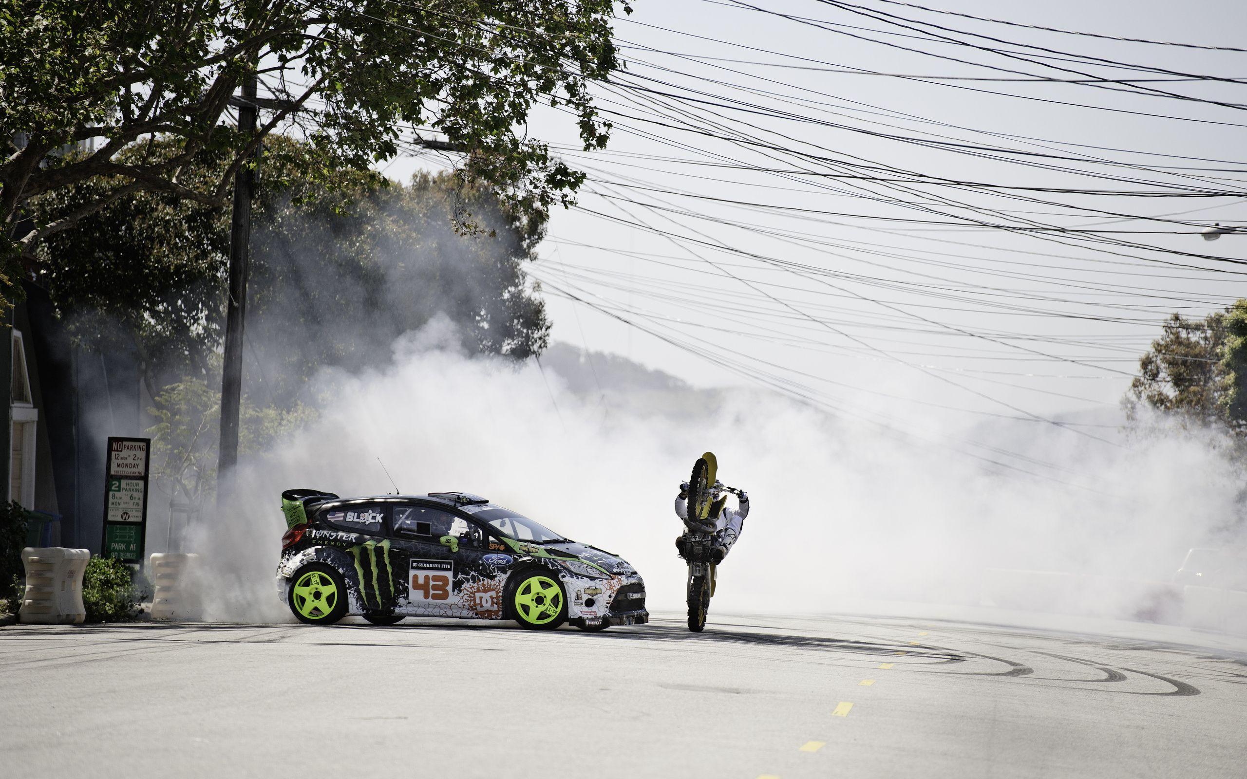 Ken Block, Ken Block, Fiesta, Ford, Motorcycle, Skid