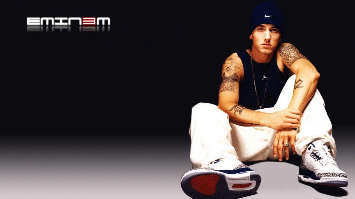 Download Wallpaper 1366x768 Eminem, Tattoo, Nike, Hands, Floor