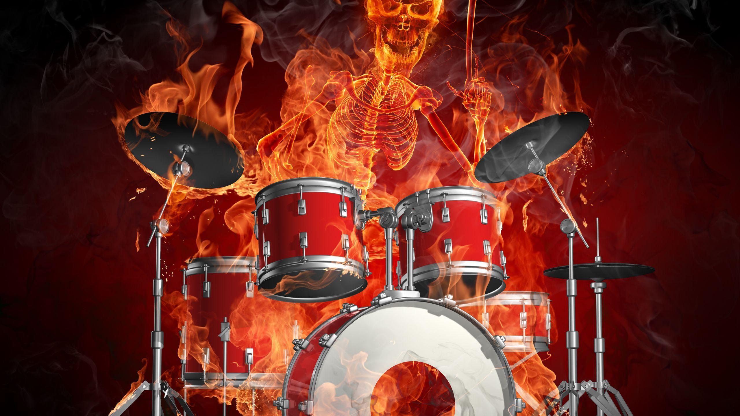 Fire, Flames, Drums, Skeleton Wallpaper and Picture
