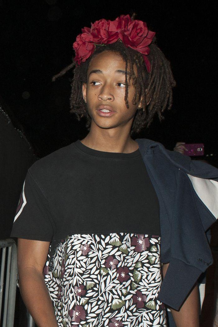 Jaden Smith rocked one different robe & flowers in his hair at