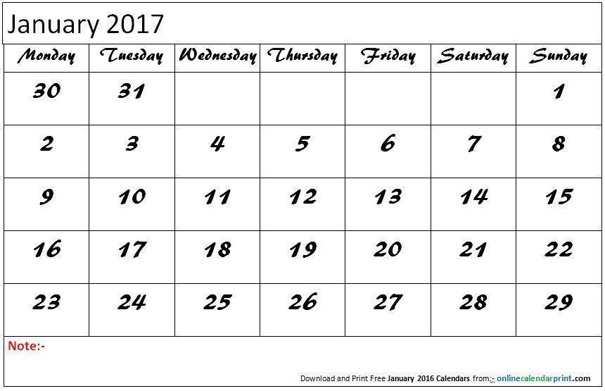October 2017 Calendar Editable