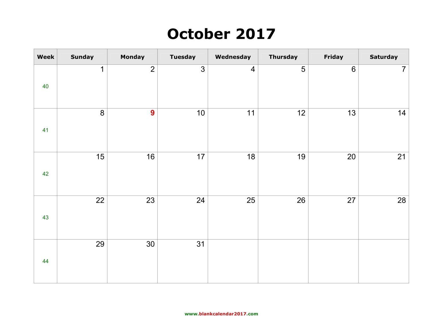 October 2017 Calendar Excel. yearly calendar printable