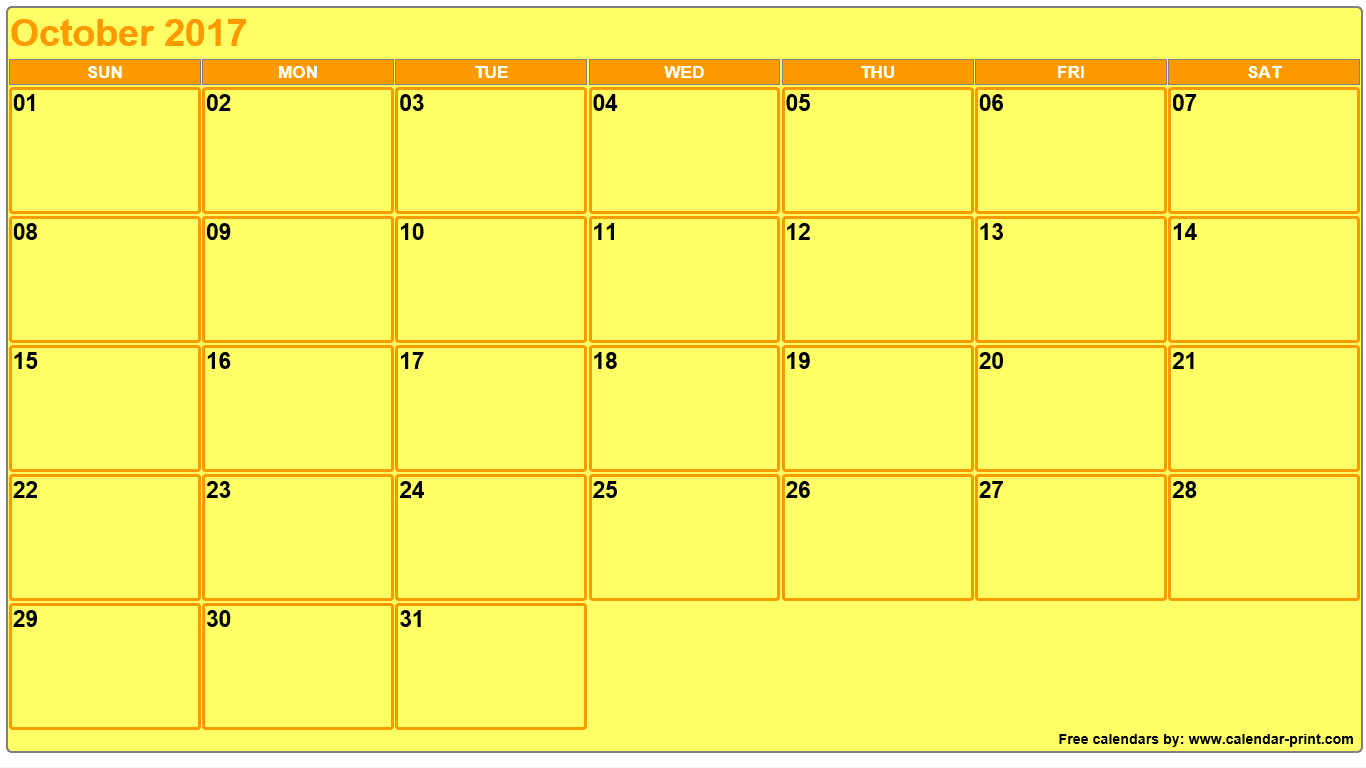 October 2017 Calendar theme color