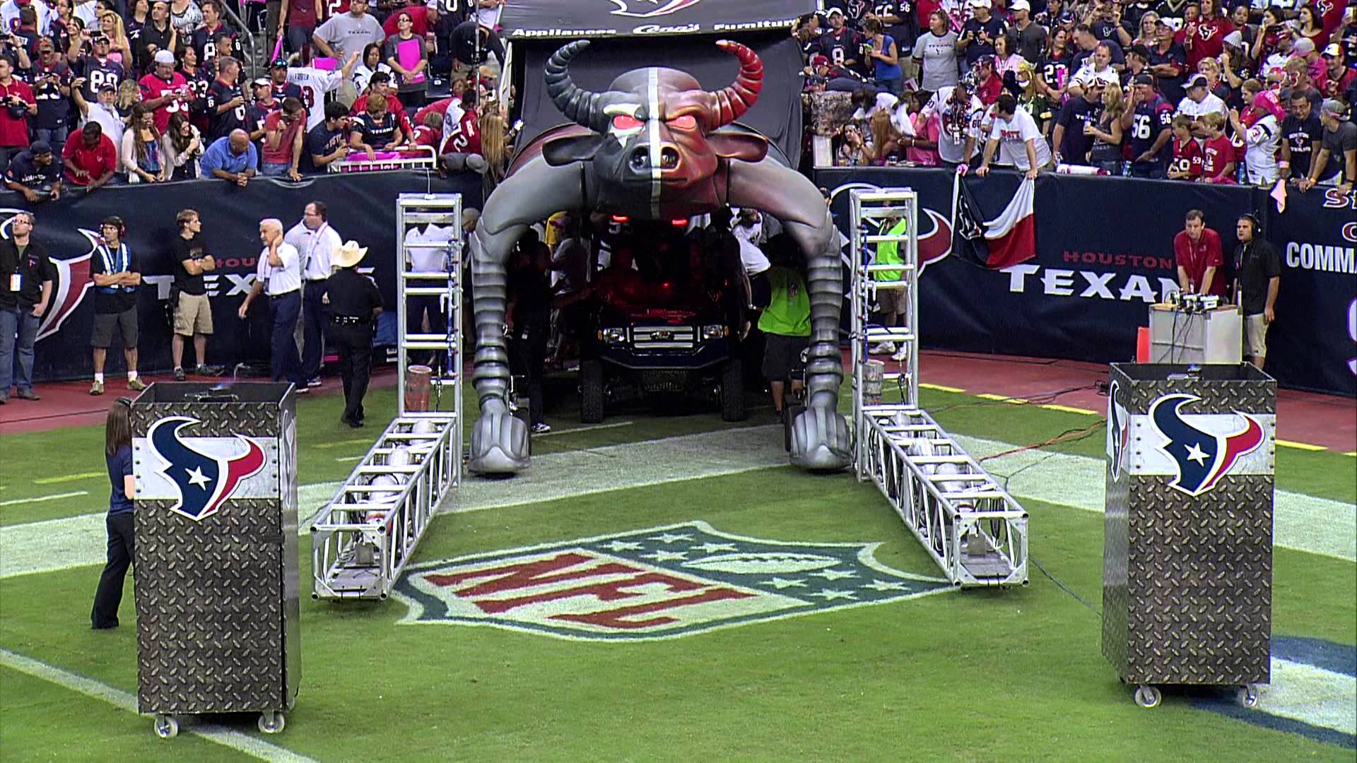 TEXANS BULLS ON PARADE COMING OUT OF THE TUNNEL LIVE SATELLITE