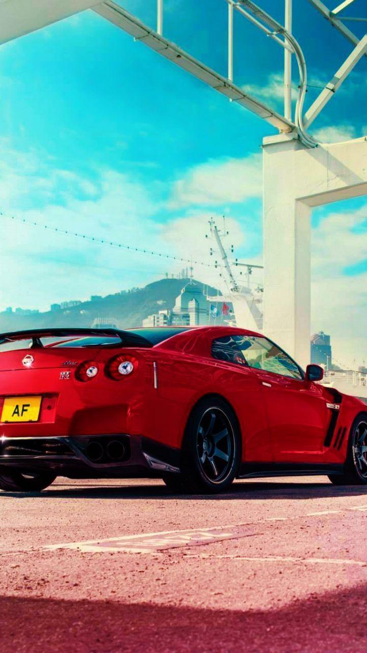 Download Wallpaper 720x1280 Nissan, Gt R, Red, Rear View