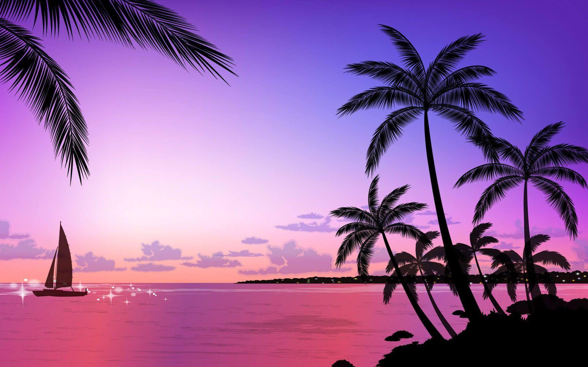 Tropical Beach Sunset Desktop Wallpapers