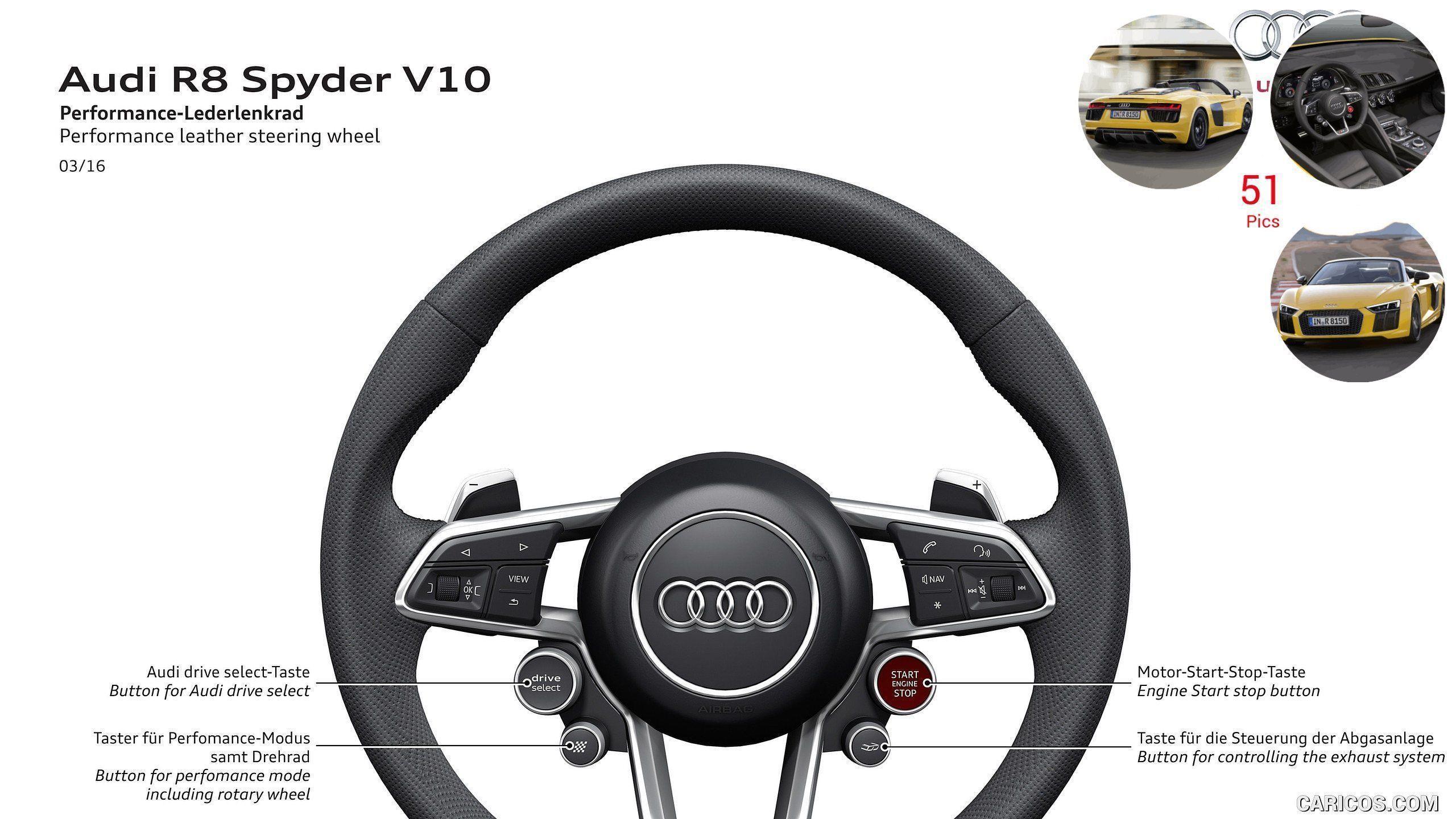 Audi R8 V10 Spyder Leather Steering Wheel. HD