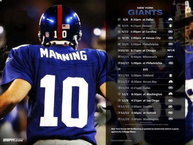 New York Giants Schedule