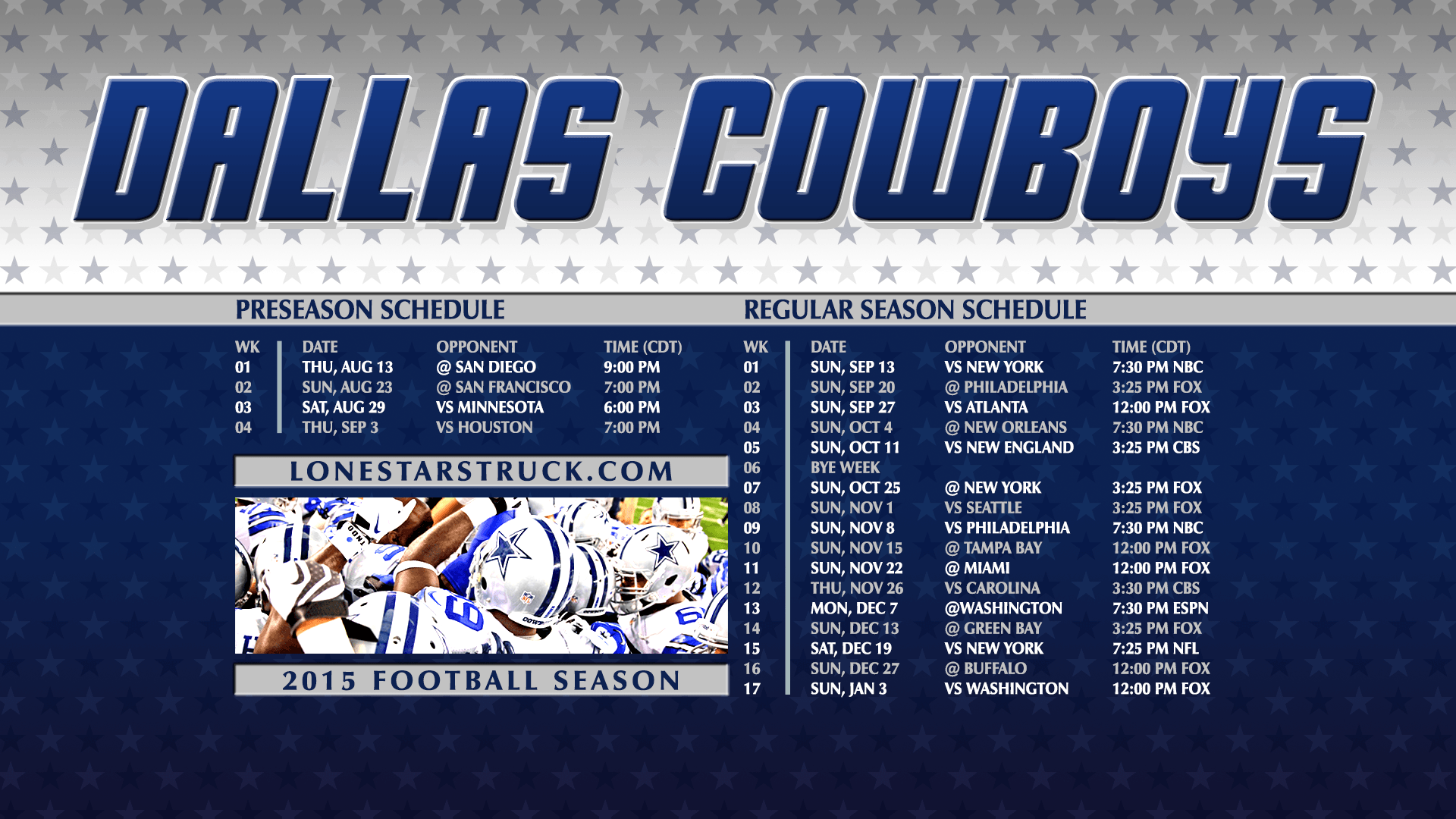 Cowboys Schedule 2016