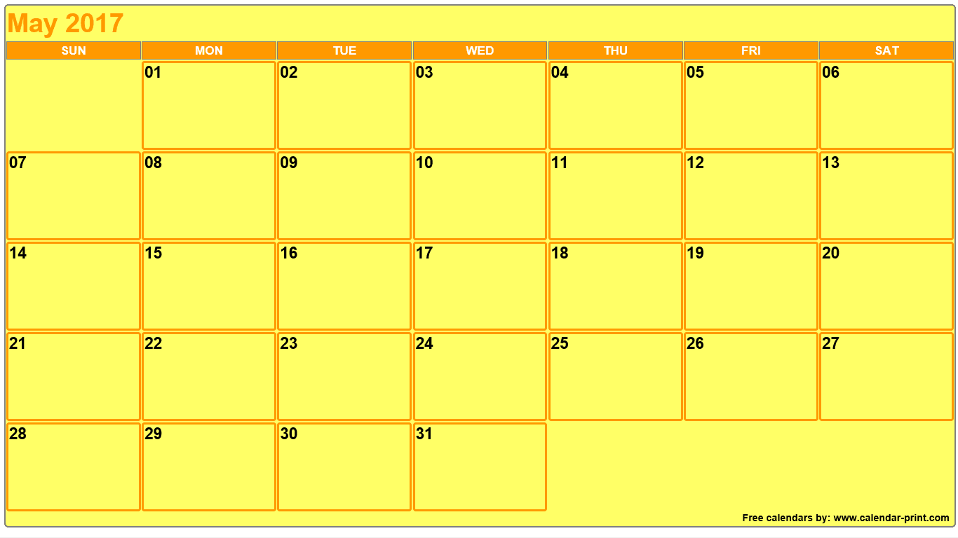 May 2017 Calendar theme color