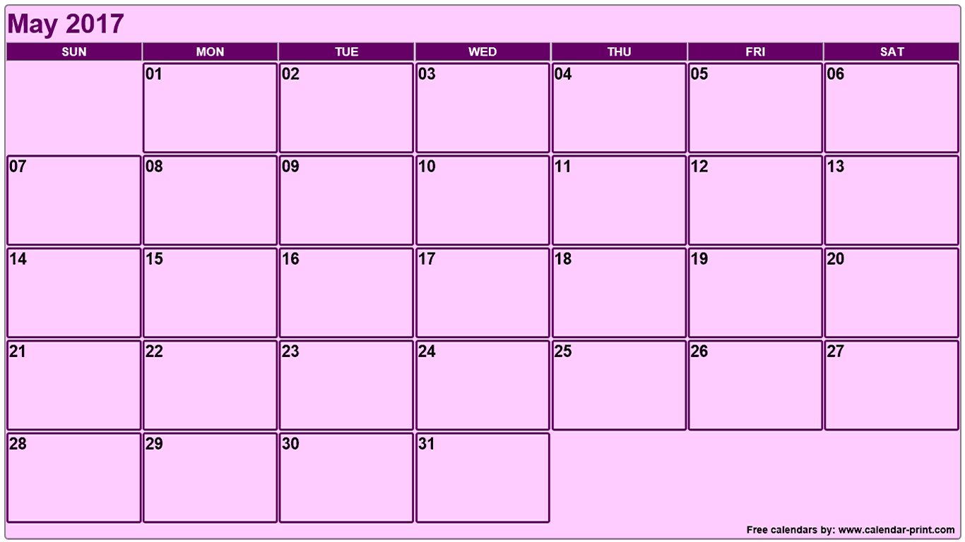 May 2017 Calendar theme color