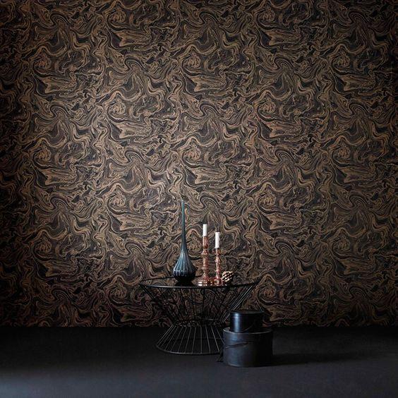Marbled Charcoal Rose Gold Wallpaper By Graham And Brown. Trend