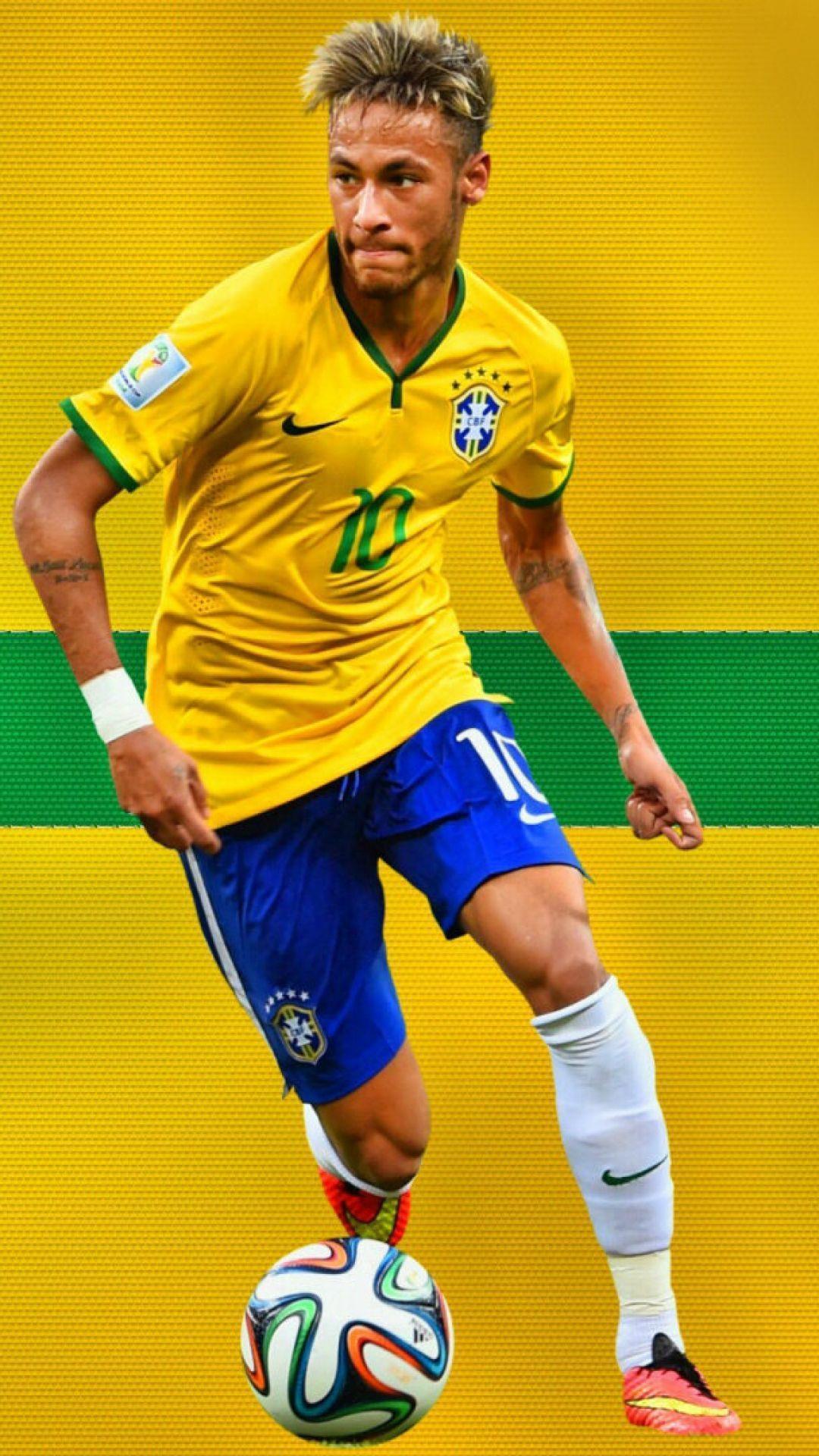 HD Background Neymar Jr Brazil Flag Football Yellow Jersey Wallpaper