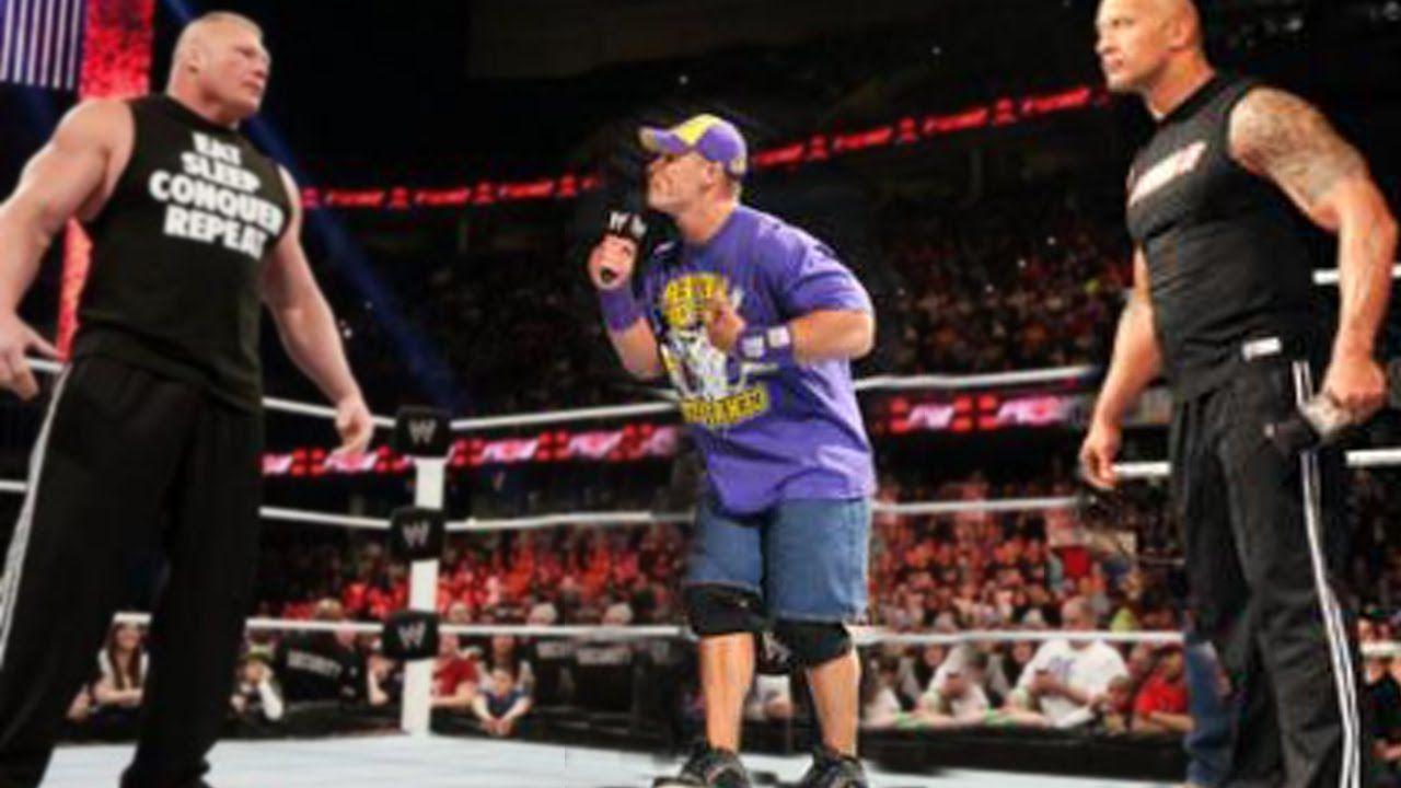 John Cena vs Brock Lesnar vs The Rock Wrestlemania XXXII