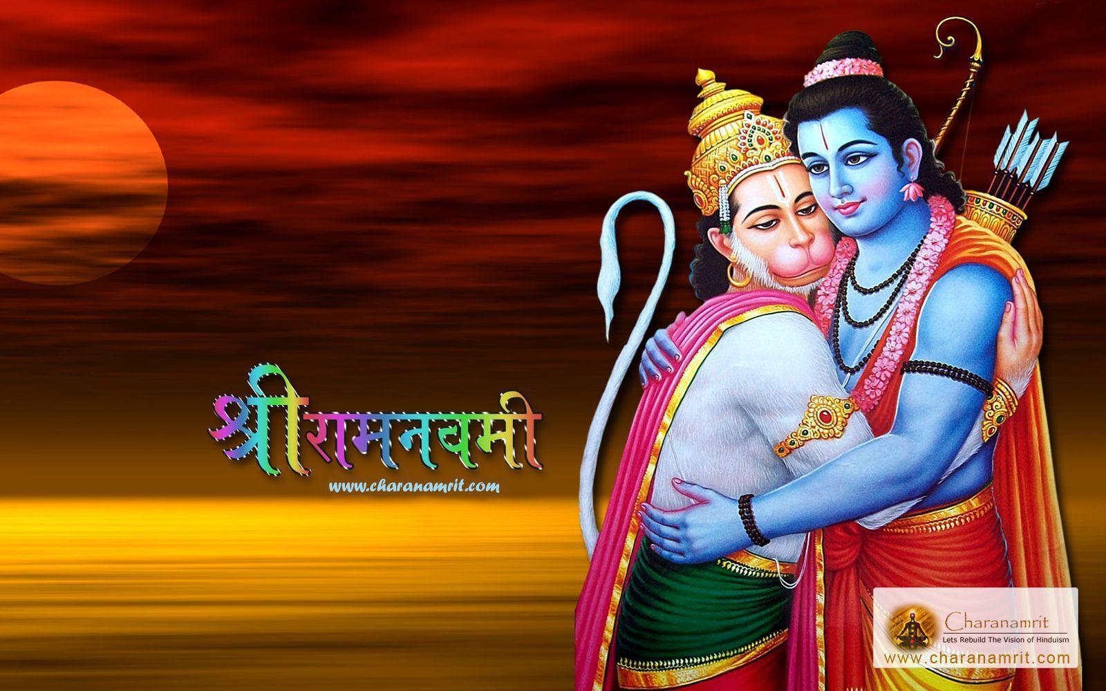 Hanuman Ram Milan Wallpaper Image HD Download, Happy Ram Navami