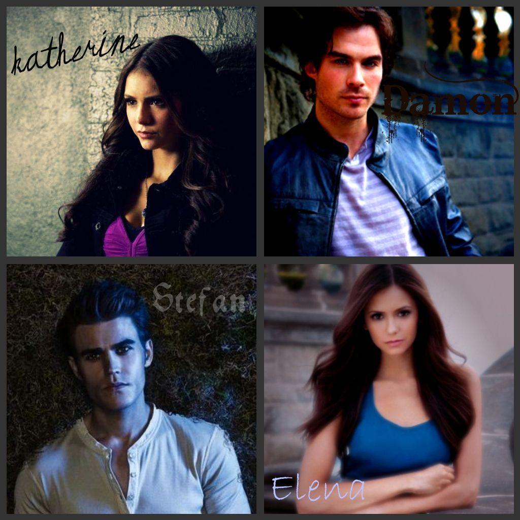My Katherine Damon Stefan And Elena Collage The Vampire