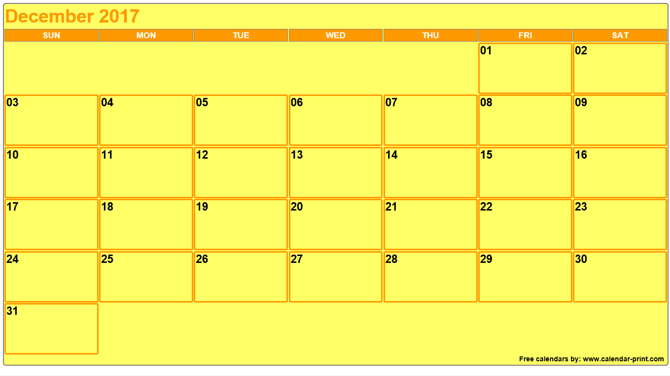 December 2017 Calendar theme color