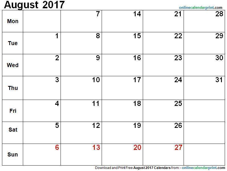 December Calendar 2017 with Holidays