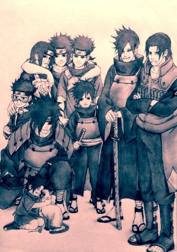 Sasuke, Itachi, Madara, Izuna, Obito, Fugaku, Kagami, Shisui