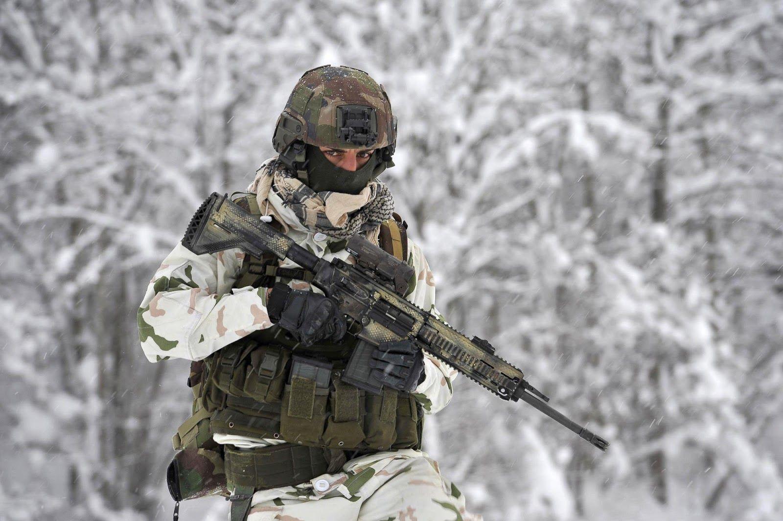 French Army Sniper in the snow