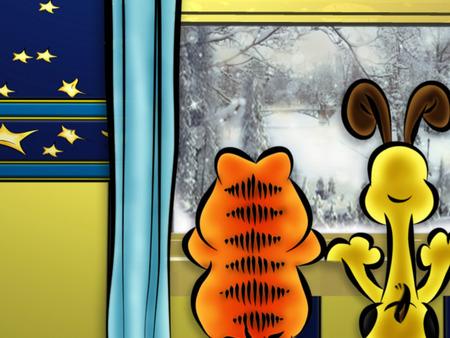 Garfield & Odie, winter, dog, odie, cat, cartoon, & Odie & Animals Background Wallpaper on Desktop. The Dog Wallpaper
